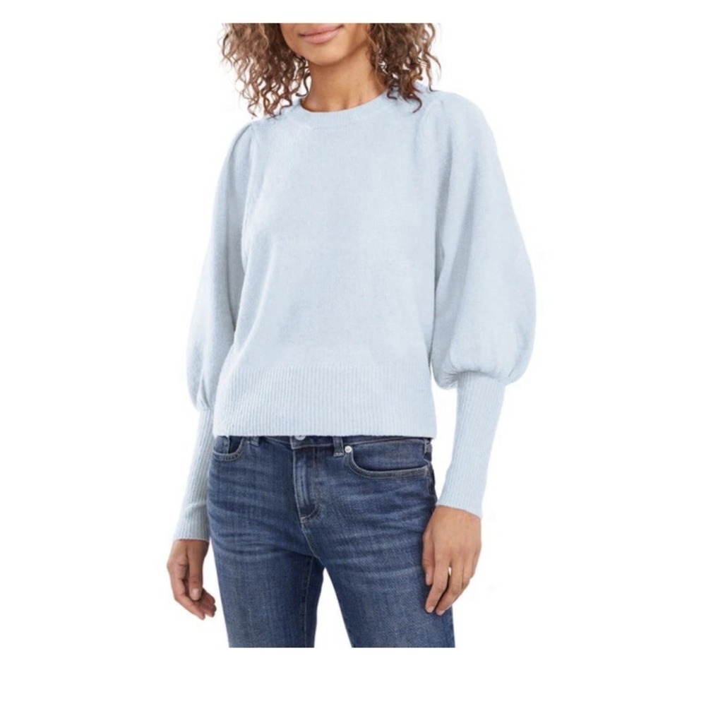 CeCe Womens Blue Puff Long Sleeve Crew Neck Sweater‎ Size XL Frozen